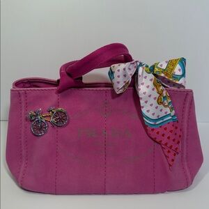 SALE 💐💐Prada Pink Canvas Canapa Tote Bag